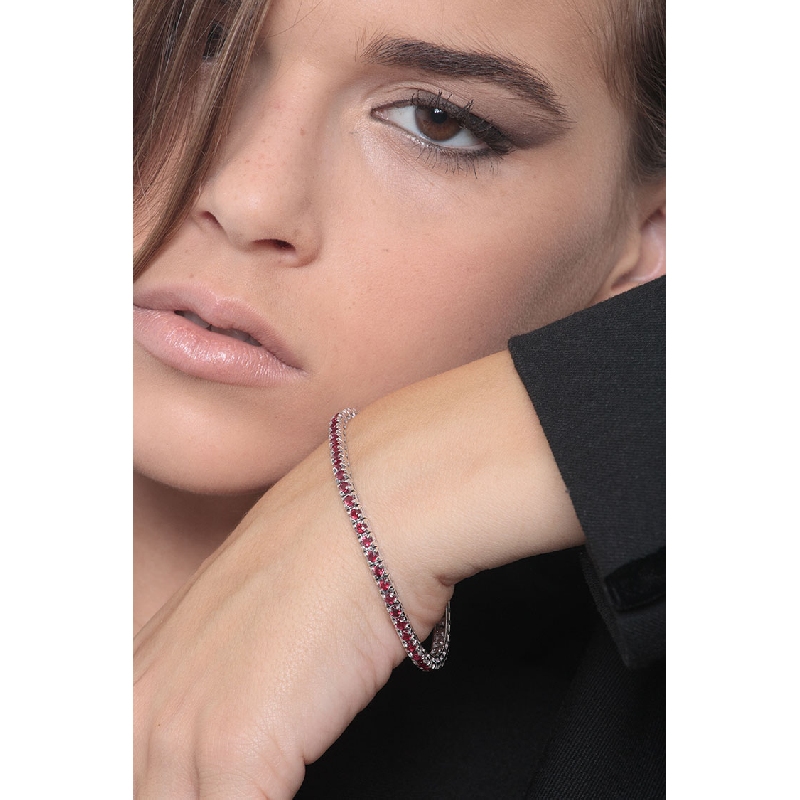 Tennis bracelet in white gold 18k with rubies