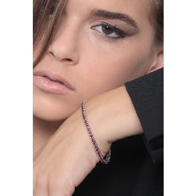 Tennis bracelet in white gold 18k with rubies