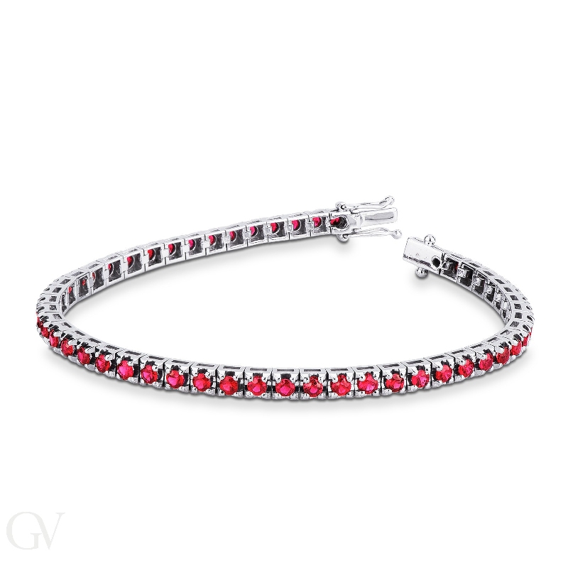 Tennis bracelet in white gold 18k with rubies