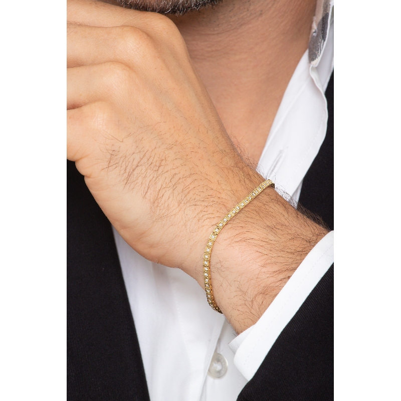 Stylish tennis bracelet with diamonds,18k yellow gold