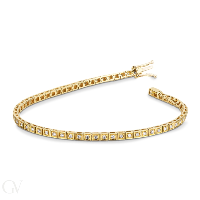 Stylish tennis bracelet with diamonds,18k yellow gold