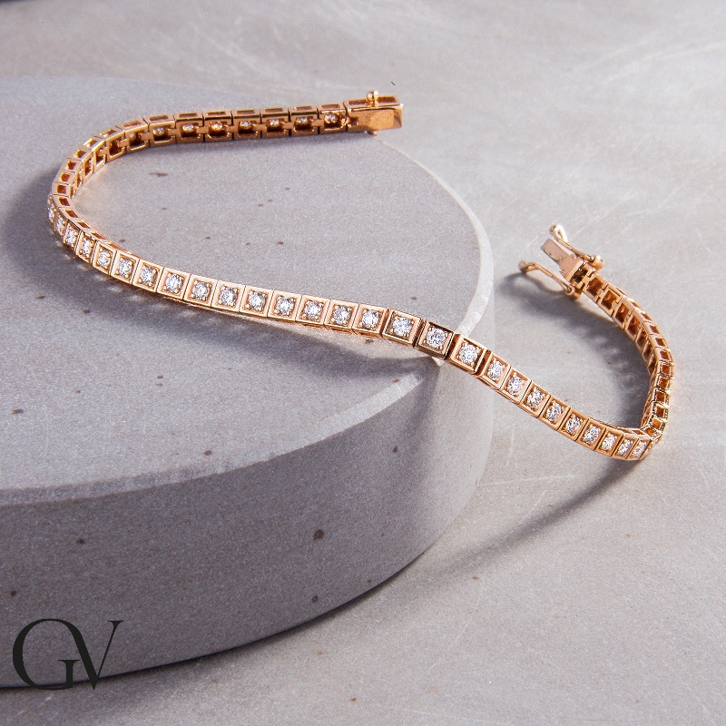 Bracciale Tennis in oro Rosa 750 con Diamanti