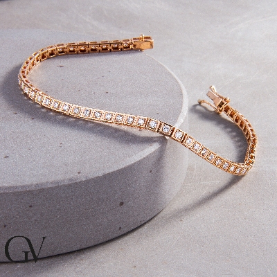 Bracciale Tennis in oro Rosa 750 con Diamanti