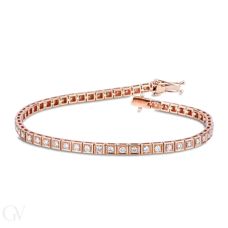 Bracciale Tennis in oro Rosa 750 con Diamanti