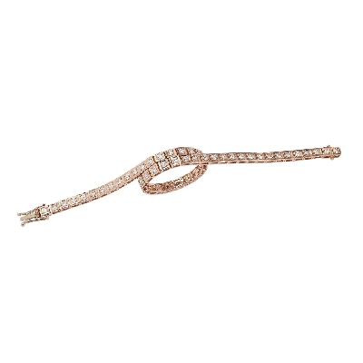 18k rose gold, stylish tennis bracelet with diamonds