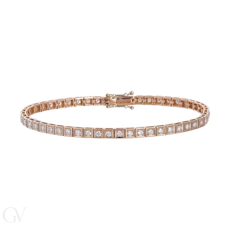 18k rose gold, stylish tennis bracelet with diamonds