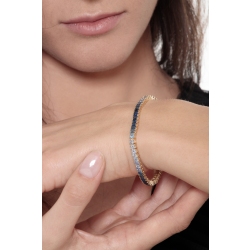Fancy 18k yellow gold tennis bracelet with sapphire's blue shades 2