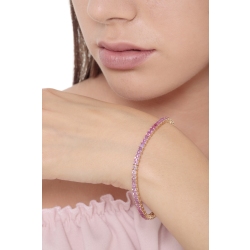 Bracciale Tennis in oro giallo 18k con Zaffiri Rosa 2