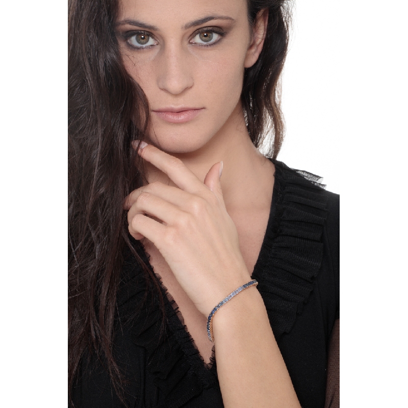 Bracciale Tennis in oro rosa 18k con Zaffiri multicolor blu