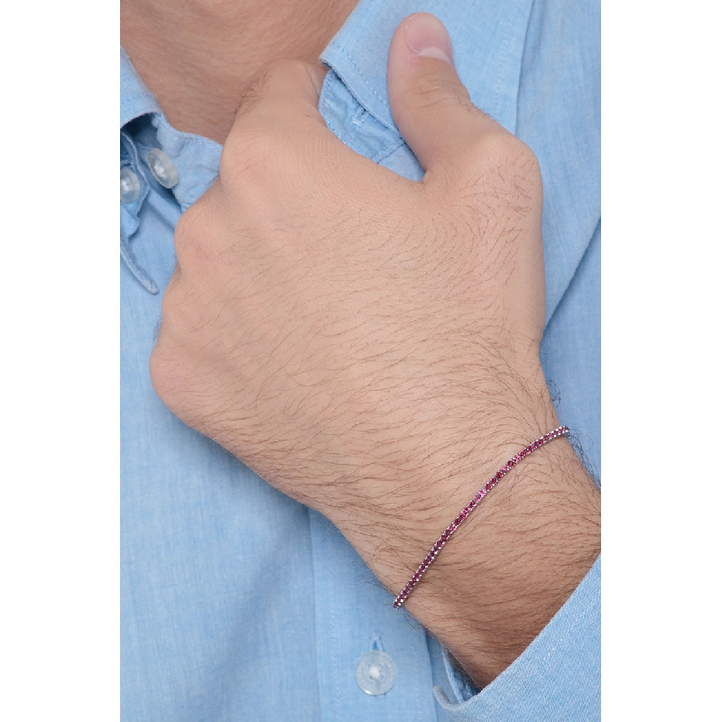 Tennis bracelet in white gold 18k with rubies brilliant cut