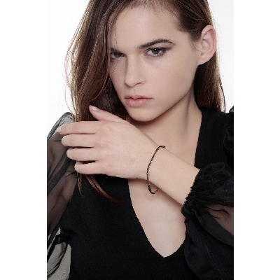 18k rose gold tennis bracelet with black diamonds