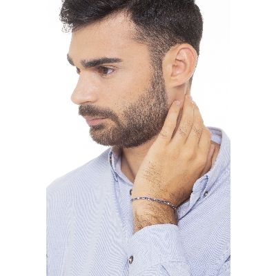 Bracciale Tennis in oro Bianco 18k con zaffiri blu intervallati da diamanti