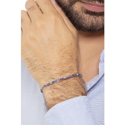 Bracciale Tennis in oro Bianco 18k con zaffiri blu intervallati da diamanti