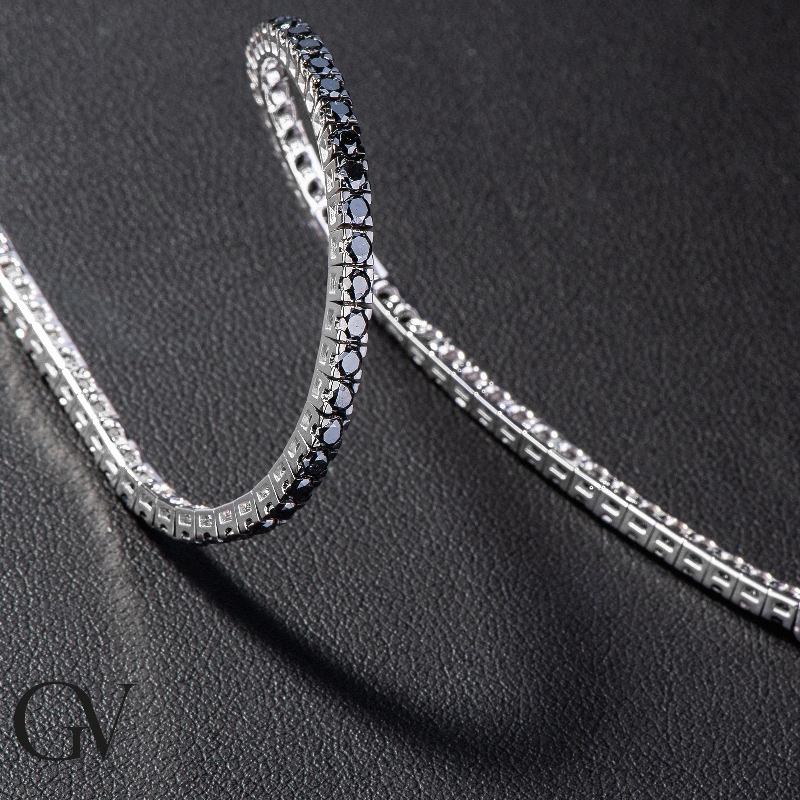 Black diamonds tennis bracelet in 18k white gold