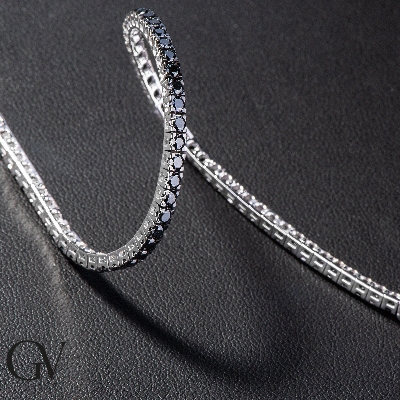 Black diamonds tennis bracelet in 18k white gold