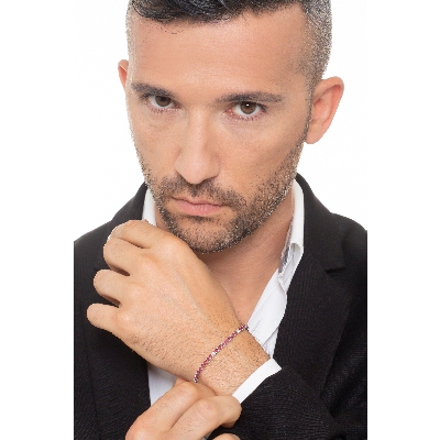 18k white gold Tennis bracelet with diamonds and rubies