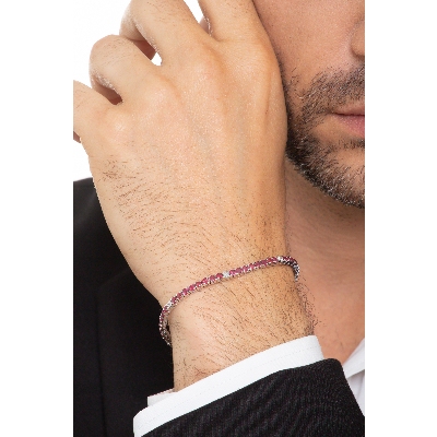 18k white gold Tennis bracelet with diamonds and rubies