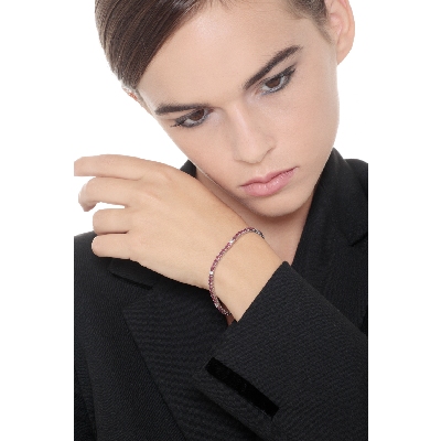 18k white gold Tennis bracelet with diamonds and rubies