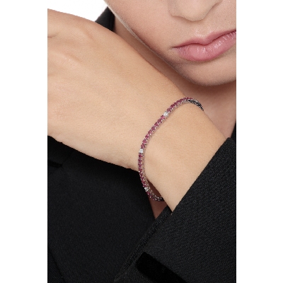 18k white gold Tennis bracelet with diamonds and rubies