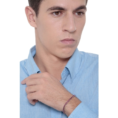 18k white gold tennis bracelet with round cut rubies