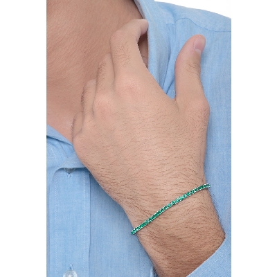 18k white gold tennis bracelet with emeralds 