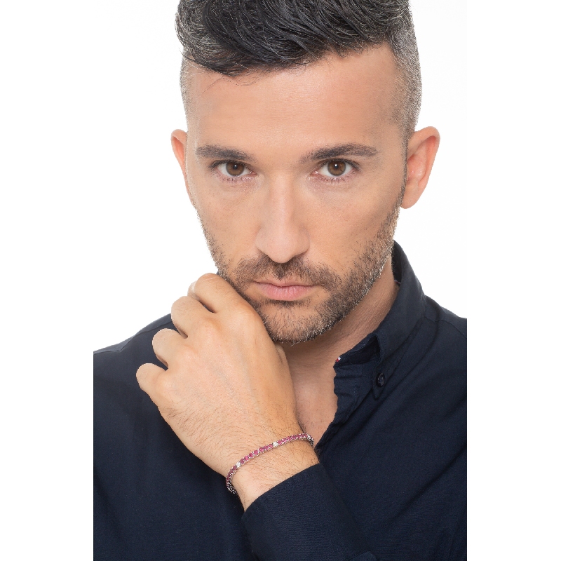 Tennis bracelet with rubies and diamonds