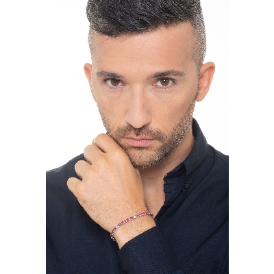 Tennis bracelet with rubies and diamonds