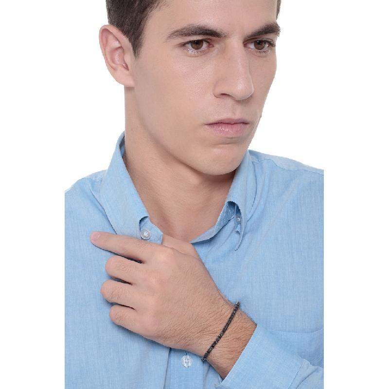 Burnished tips tennis bracelet in white gold 18k with black diamonds