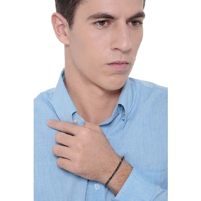 Burnished tips tennis bracelet in white gold 18k with black diamonds