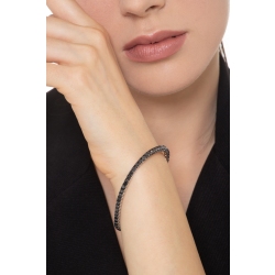 Burnished tips tennis bracelet in white gold 18k with black diamonds 2