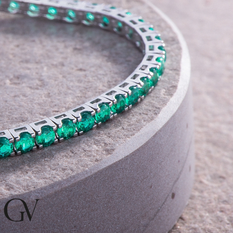 Tennis bracelet griff in white gold 18k with emeralds