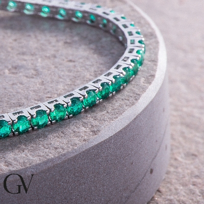 Tennis bracelet griff in white gold 18k with emeralds