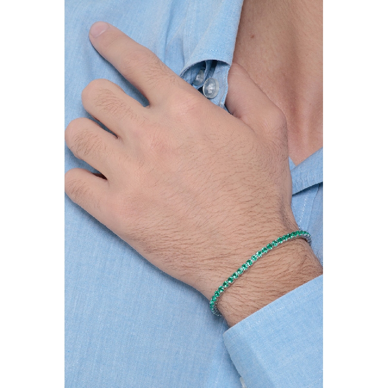Tennis bracelet griff in white gold 18k with emeralds