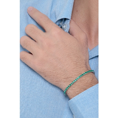 Tennis bracelet griff in white gold 18k with emeralds