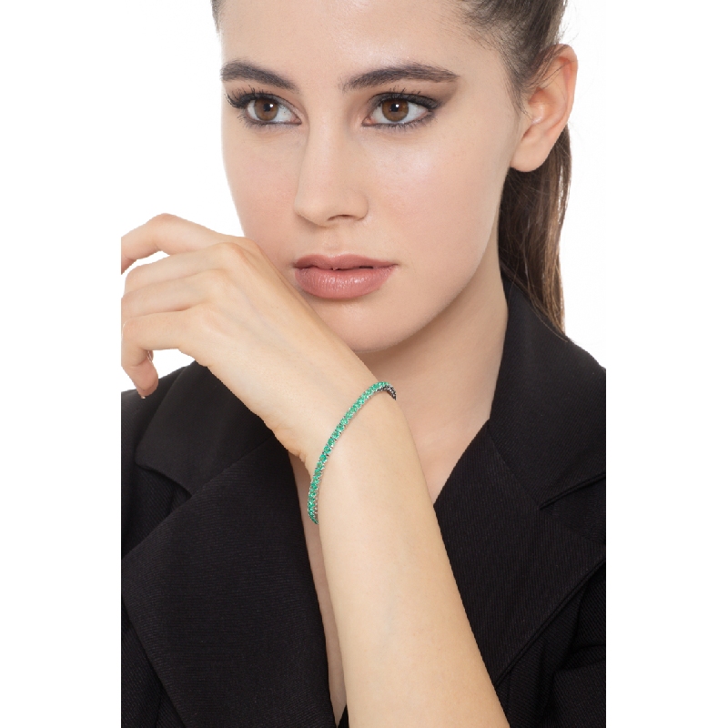 Tennis bracelet griff in white gold 18k with emeralds