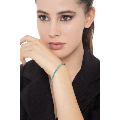 Tennis bracelet griff in white gold 18k with emeralds