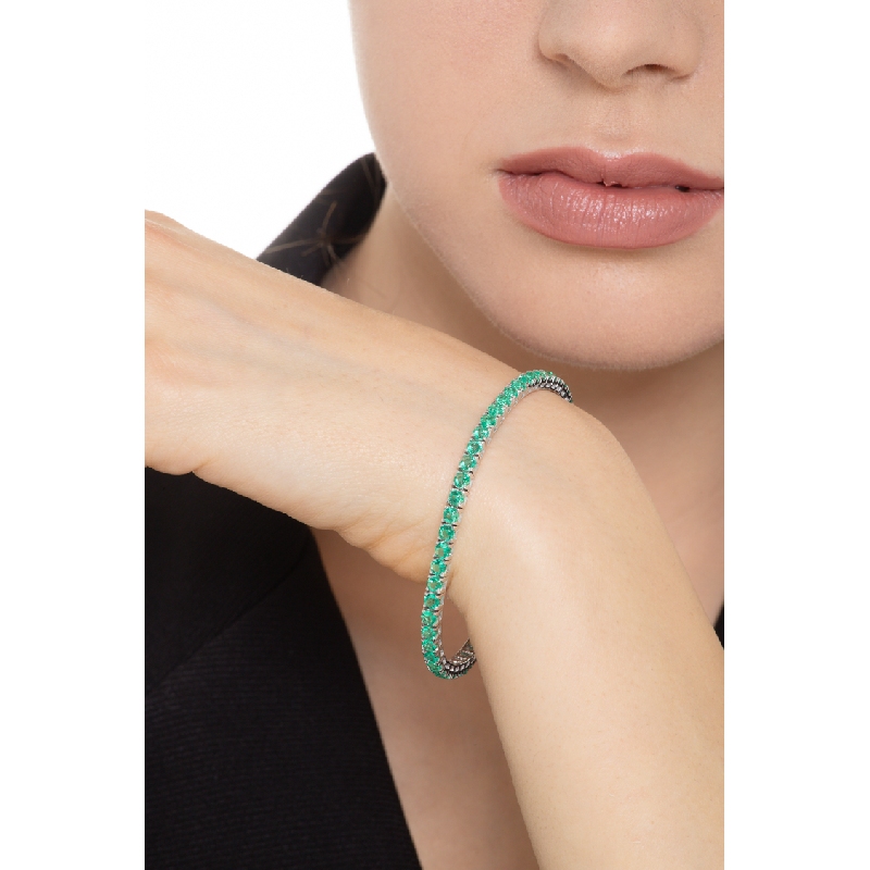 Tennis bracelet griff in white gold 18k with emeralds