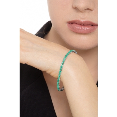 Tennis bracelet griff in white gold 18k with emeralds