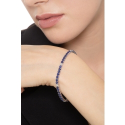Tennis bracelet in white gold 18k with blue sapphire and diamonds 2