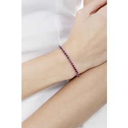 Bracciale Tennis lineare in oro Bianco 18k con Rubini 2