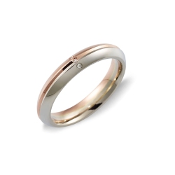 Rose and white gold 18k Unoaerre Eterna wedding band with diamonds 
