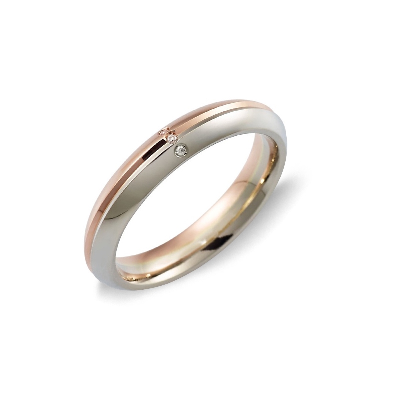 Rose and white gold 18k Unoaerre Eterna wedding band with diamonds 