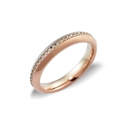 Wedding band Unoaerre Eterna with diamonds in white and rose gold 18k
