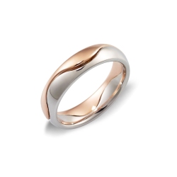 Thick wedding ring in 18k rose and white gold 
