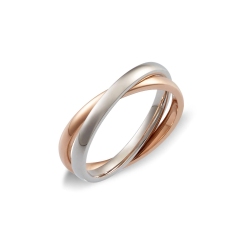 Criss cross wedding ring in 18k rose and white gold
