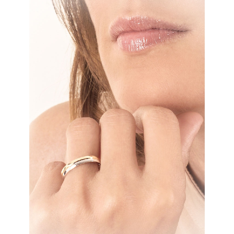 Bicolor anniversary ring in yellow and white gold 18k