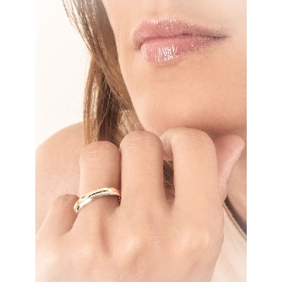 Bicolor anniversary ring in yellow and white gold 18k