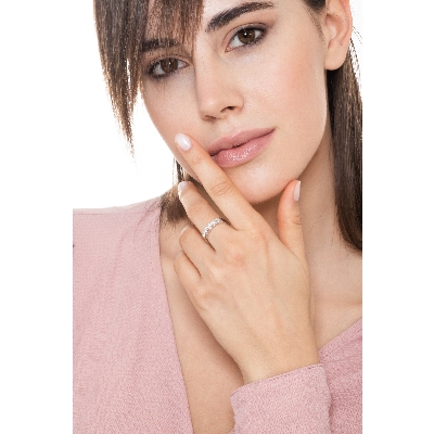 5 diamonds half eternity ring in white gold 18k ct 0,70