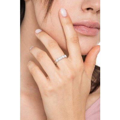 5 diamonds half eternity ring in white gold 18k ct 0,70