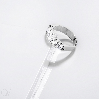 Anello Veretta a 5 pietre in Oro bianco 18k con diamanti ct. 1,20